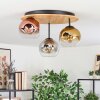 Ripoll Plafondlamp, Kogellampje Natuurlijke kleuren, Zwart, 3-lichts