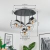 Koyoto Plafondlamp, Kogellampje 45 cm Chroom, Duidelijk, Rookkleurig, 5-lichts