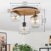 Koyoto Plafondlamp, Kogellampje 40 cm Natuurlijke kleuren, Zwart, 3-lichts