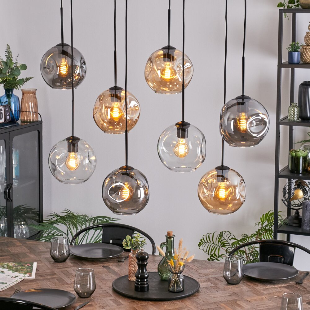 Ripoll Hanglamp, Kogellampje, Hanglamp Amber, Duidelijk, Rookkleurig, 8-lichts main product photo