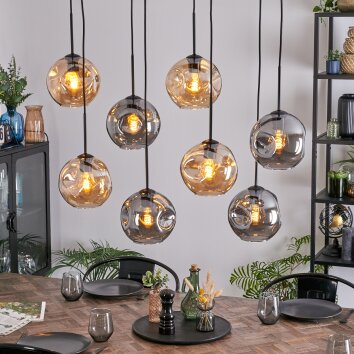 Ripoll Hanglamp, Kogellampje, Hanglamp Amber, Rookkleurig, 8-lichts