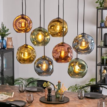 Ripoll Hanglamp, Kogellampje, Hanglamp Blauw, Goud, Groen, Koperkleurig, 8-lichts Ripoll Hanglamp, Kogellampje, Hanglamp Blauw, Goud, Groen, Koperkleurig, 8-lichts