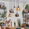 Koyoto Hanglamp, Kogellampje, Hanglamp Amber, Chroom, Duidelijk, Rookkleurig, 6-lichts