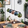 Gastor Hanglamp, Kogellampje, Hanglamp Blauw, Groen, Koperkleurig, 5-lichts