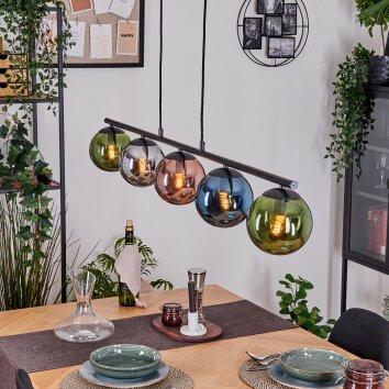 Gastor Hanglamp, Kogellampje, Hanglamp Blauw, Chroom, Groen, Koperkleurig, Rookkleurig, 5-lichts Gastor Hanglamp, Kogellampje, Hanglamp Blauw, Chroom, Groen, Koperkleurig, Rookkleurig, 5-lichts