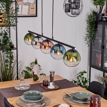 Gastor Hanglamp, Kogellampje, Hanglamp Blauw, Chroom, Groen, Duidelijk, Koperkleurig, Rookkleurig, 5-lichts