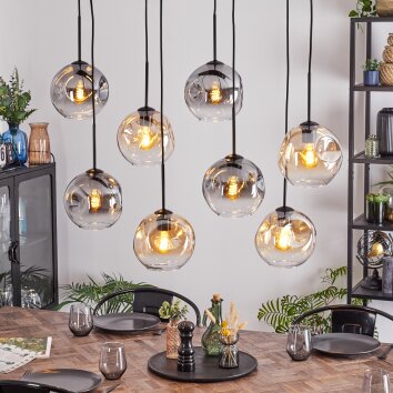 Ripoll Hanglamp, Kogellampje, Hanglamp Amber, Duidelijk, Rookkleurig, 8-lichts