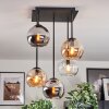 Koyoto Plafondlamp, Kogellampje Amber, Chroom, Duidelijk, Rookkleurig, 5-lichts