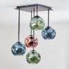 Ripoll Plafondlamp, Kogellampje Blauw, Groen, Koperkleurig, 5-lichts