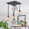 Koyoto Plafondlamp, Kogellampje Amber, Duidelijk, Rookkleurig, 5-lichts