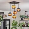 Koyoto Plafondlamp, Kogellampje Blauw, Groen, Koperkleurig, 5-lichts