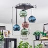 Koyoto Plafondlamp, Kogellampje Blauw, Groen, Koperkleurig, 5-lichts