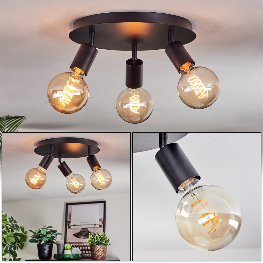 Geira Plafondlamp, Plafondspot Zwart, 3-lichts main product photo
