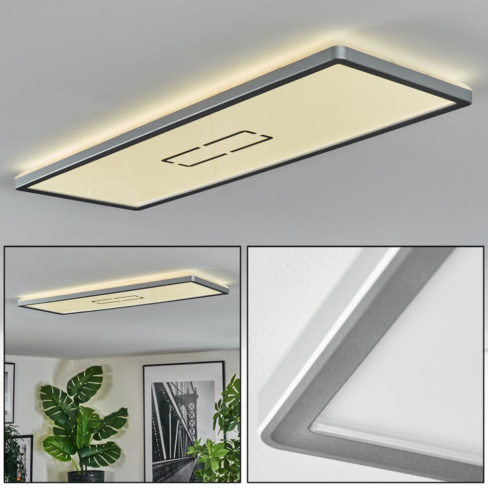 Simonstorp Plafondlamp, Paneel LED Zilver, Wit, 1-licht main product photo