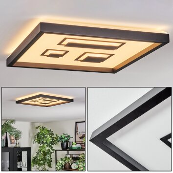 Ilyan Plafondlamp, Paneel LED Zwart, 1-licht