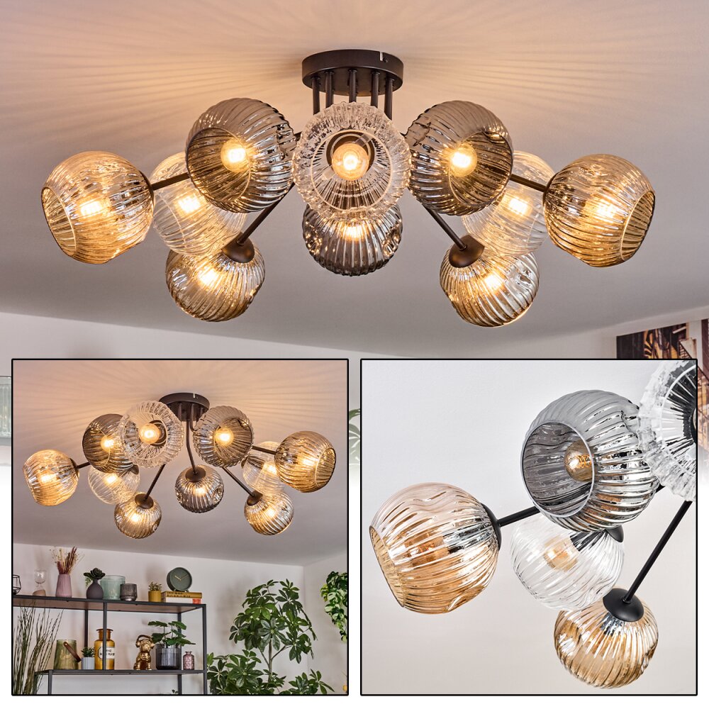 Ripoll Plafondlamp, Kogellampje Amber, Duidelijk, Rookkleurig, 10-lichts main product photo