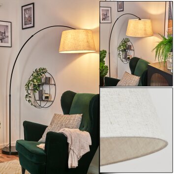 Bassagoda Staande lamp, Booglampen Zwart, 1-licht, Stoffen kap