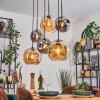 Ripoll Hanglamp, Kogellampje, Hanglamp Amber, Rookkleurig, 6-lichts