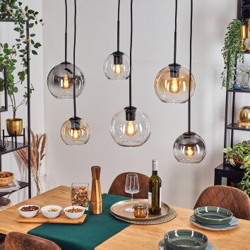 Koyoto Hanglamp, Kogellampje, Hanglamp Amber, Duidelijk, Rookkleurig, 6-lichts Koyoto Hanglamp, Kogellampje, Hanglamp Amber, Duidelijk, Rookkleurig, 6-lichts