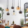 Koyoto Hanglamp, Kogellampje, Hanglamp Amber, Chroom, Duidelijk, Rookkleurig, 6-lichts