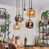 Koyoto Hanglamp, Kogellampje, Hanglamp Amber, Chroom, Duidelijk, Rookkleurig, 6-lichts
