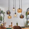 Koyoto Hanglamp, Kogellampje, Hanglamp Amber, Chroom, Duidelijk, Rookkleurig, 6-lichts