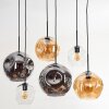 Ripoll Hanglamp, Kogellampje, Hanglamp Amber, Duidelijk, Rookkleurig, 6-lichts