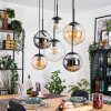 Gastor Hanglamp, Kogellampje, Hanglamp Amber, Chroom, Duidelijk, Rookkleurig, 6-lichts