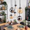 Gastor Hanglamp, Kogellampje, Hanglamp Amber, Chroom, Duidelijk, Rookkleurig, 6-lichts