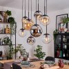 Gastor Hanglamp, Kogellampje, Hanglamp Amber, Chroom, Duidelijk, Rookkleurig, 8-lichts
