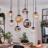 Gastor Hanglamp, Kogellampje, Hanglamp Amber, Chroom, Duidelijk, Rookkleurig, 8-lichts