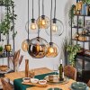 Koyoto Hanglamp, Kogellampje, Hanglamp Amber, Chroom, Duidelijk, Rookkleurig, 6-lichts