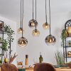 Ripoll Hanglamp, Kogellampje, Hanglamp Amber, Duidelijk, Rookkleurig, 6-lichts
