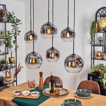 Ripoll Hanglamp, Kogellampje, Hanglamp Duidelijk, Rookkleurig, 6-lichts Ripoll Hanglamp, Kogellampje, Hanglamp Duidelijk, Rookkleurig, 6-lichts