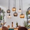 Ripoll Hanglamp, Kogellampje, Hanglamp Amber, Duidelijk, Rookkleurig, 6-lichts