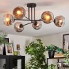 Ripoll Plafondlamp, Kogellampje Chroom, Duidelijk, Rookkleurig, 6-lichts