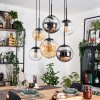 Gastor Hanglamp, Kogellampje, Hanglamp Amber, Chroom, Duidelijk, Rookkleurig, 6-lichts