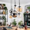 Gastor Hanglamp, Kogellampje, Hanglamp Amber, Chroom, Duidelijk, Rookkleurig, 6-lichts