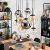 Gastor Hanglamp, Kogellampje, Hanglamp Amber, Chroom, Duidelijk, Rookkleurig, 8-lichts