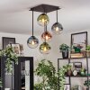 Gastor Plafondlamp, Kogellampje Blauw, Groen, Duidelijk, Koperkleurig, 5-lichts
