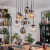 Gastor Hanglamp, Kogellampje, Hanglamp Amber, Chroom, Duidelijk, Rookkleurig, 8-lichts