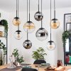 Gastor Hanglamp, Kogellampje, Hanglamp Amber, Chroom, Duidelijk, Rookkleurig, 8-lichts