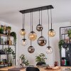 Gastor Hanglamp, Kogellampje, Hanglamp Amber, Chroom, Duidelijk, Rookkleurig, 8-lichts