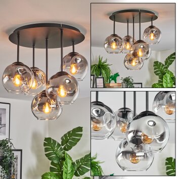 Ripoll Plafondlamp, Kogellampje Duidelijk, Rookkleurig, 5-lichts