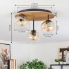 Ripoll Plafondlamp, Kogellampje Natuurlijke kleuren, Zwart, 3-lichts