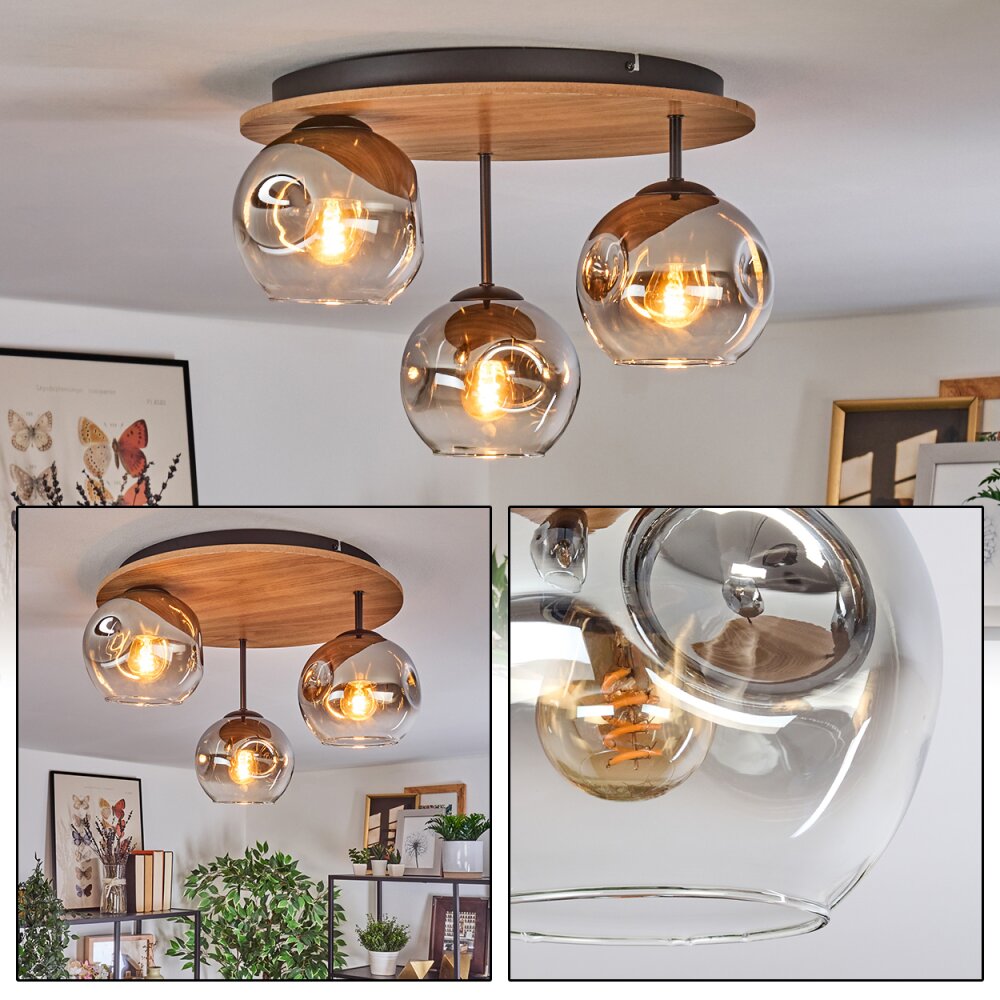 Ripoll Plafondlamp, Kogellampje Natuurlijke kleuren, Zwart, 3-lichts main product photo