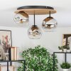 Ripoll Plafondlamp, Kogellampje Natuurlijke kleuren, Zwart, 3-lichts