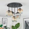 Ripoll Plafondlamp, Kogellampje Amber, Duidelijk, Rookkleurig, 5-lichts