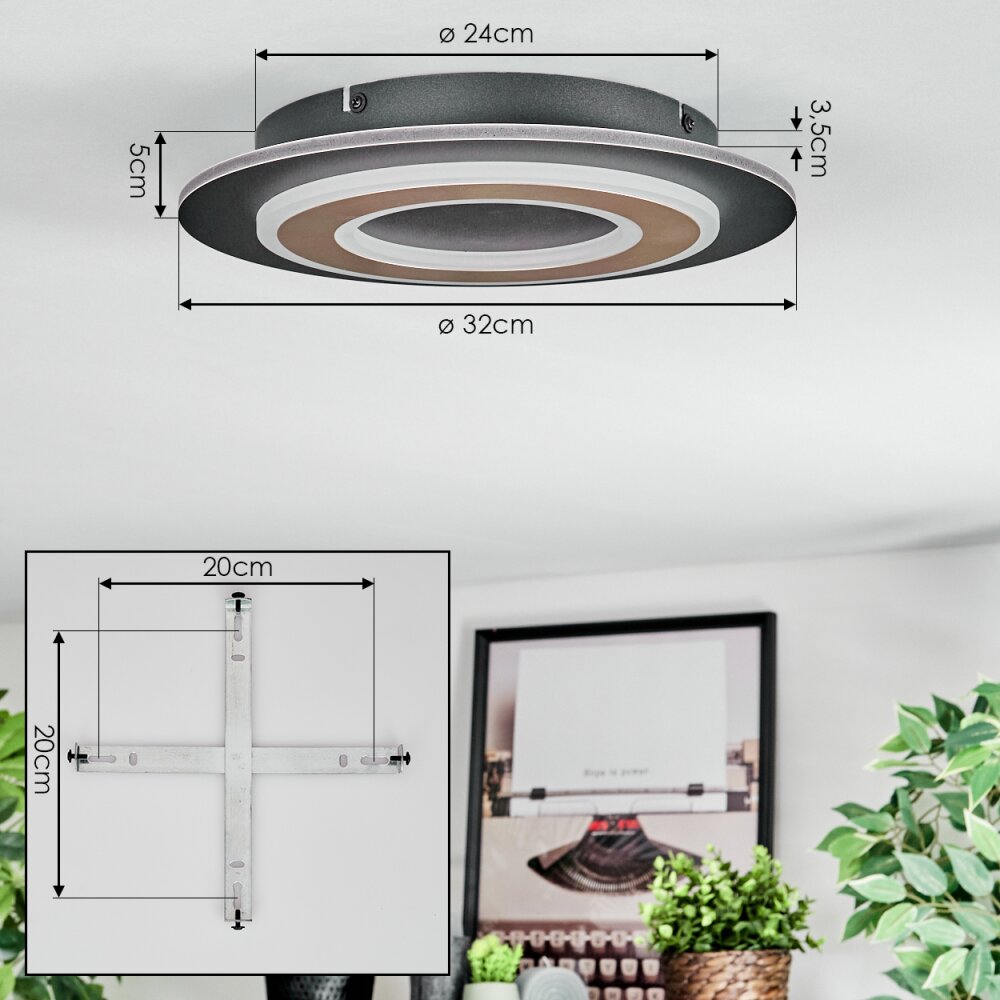 Lidor Plafondlamp LED Zwart, 1-licht