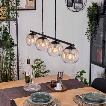 Koyoto Hanglamp, Kogellampje, Hanglamp Amber, Duidelijk, 4-lichts Koyoto Hanglamp, Kogellampje, Hanglamp Amber, Duidelijk, 4-lichts